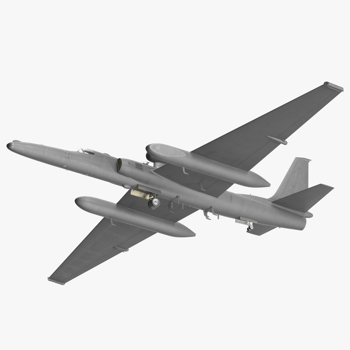 Reconnaissance Aircraft Grey Rigged for Cinema 4D 3D model