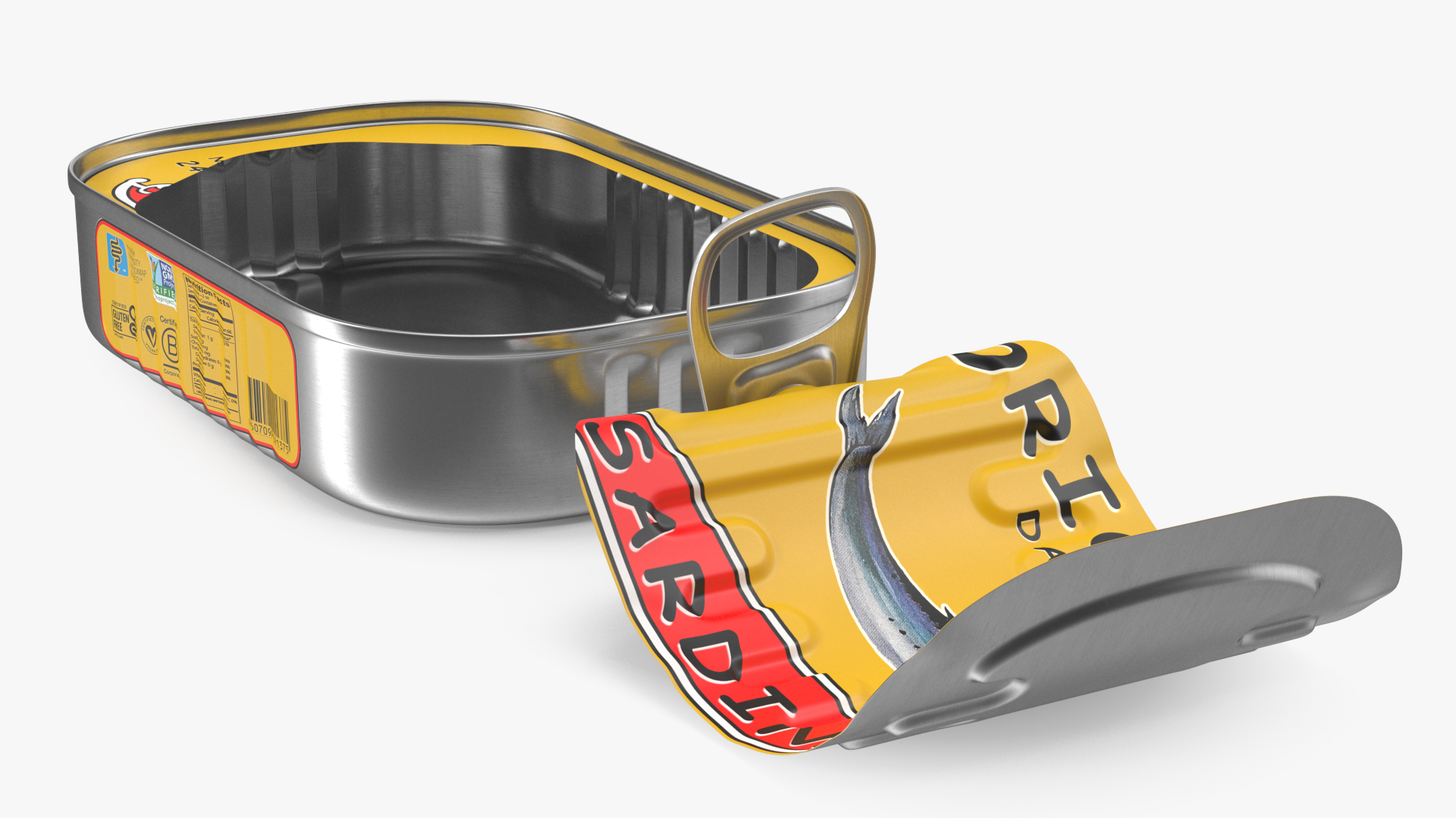 3D model Open Pull Ring Sardine Tin Can