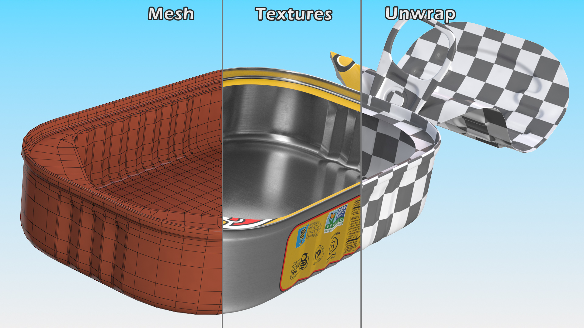 3D model Open Pull Ring Sardine Tin Can