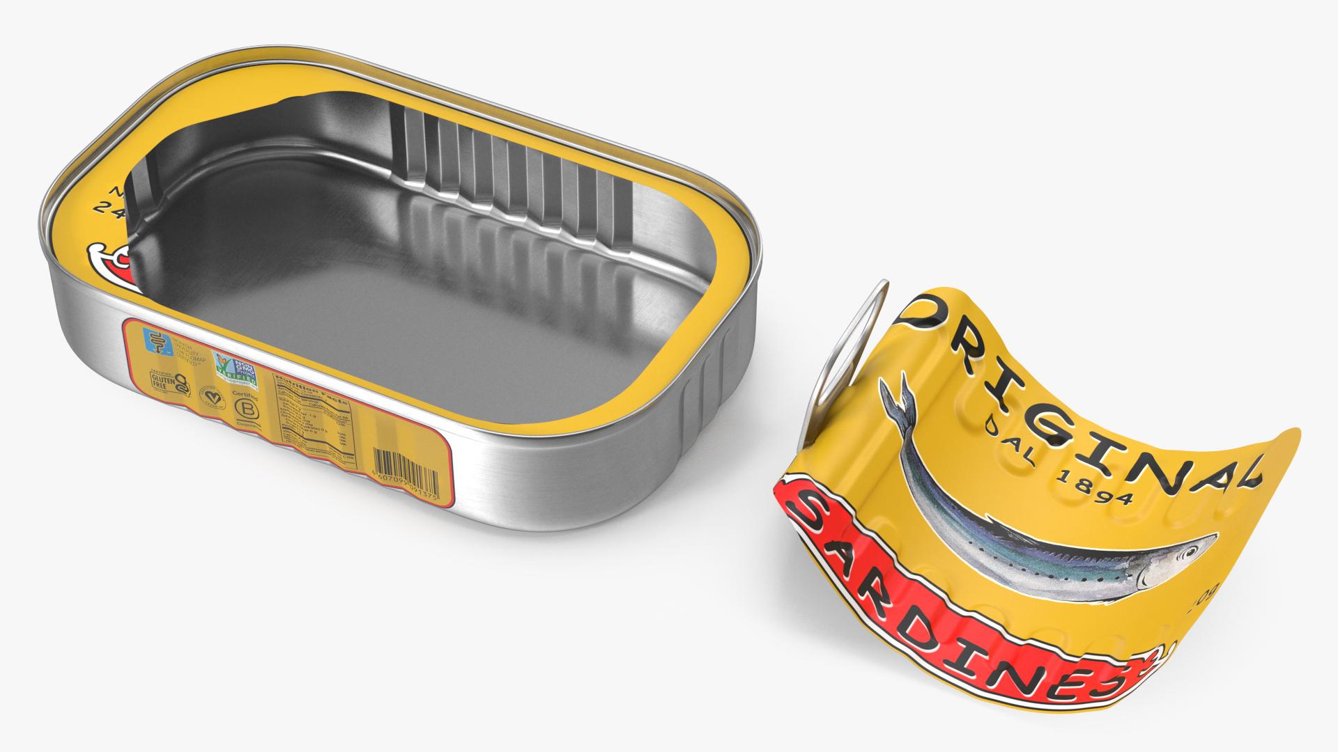 3D model Open Pull Ring Sardine Tin Can