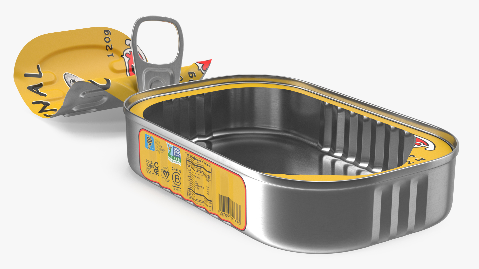 3D model Open Pull Ring Sardine Tin Can