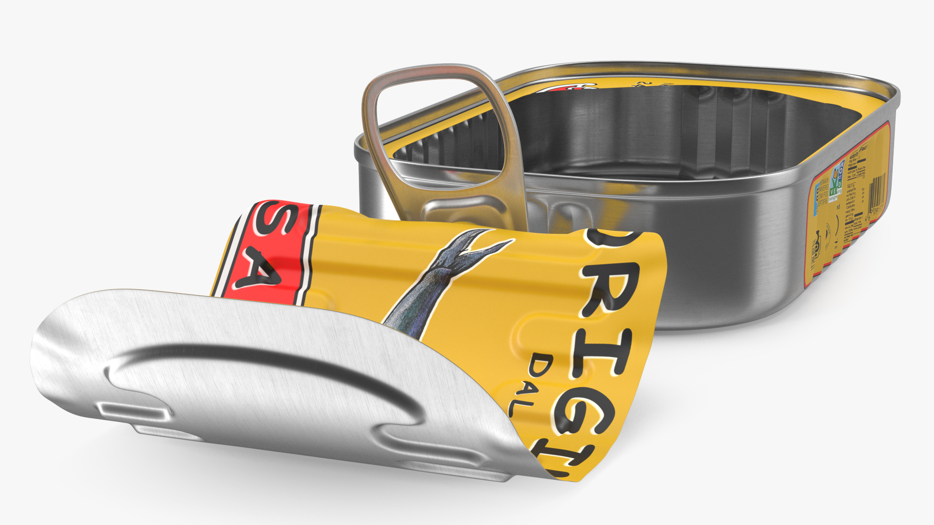 3D model Open Pull Ring Sardine Tin Can