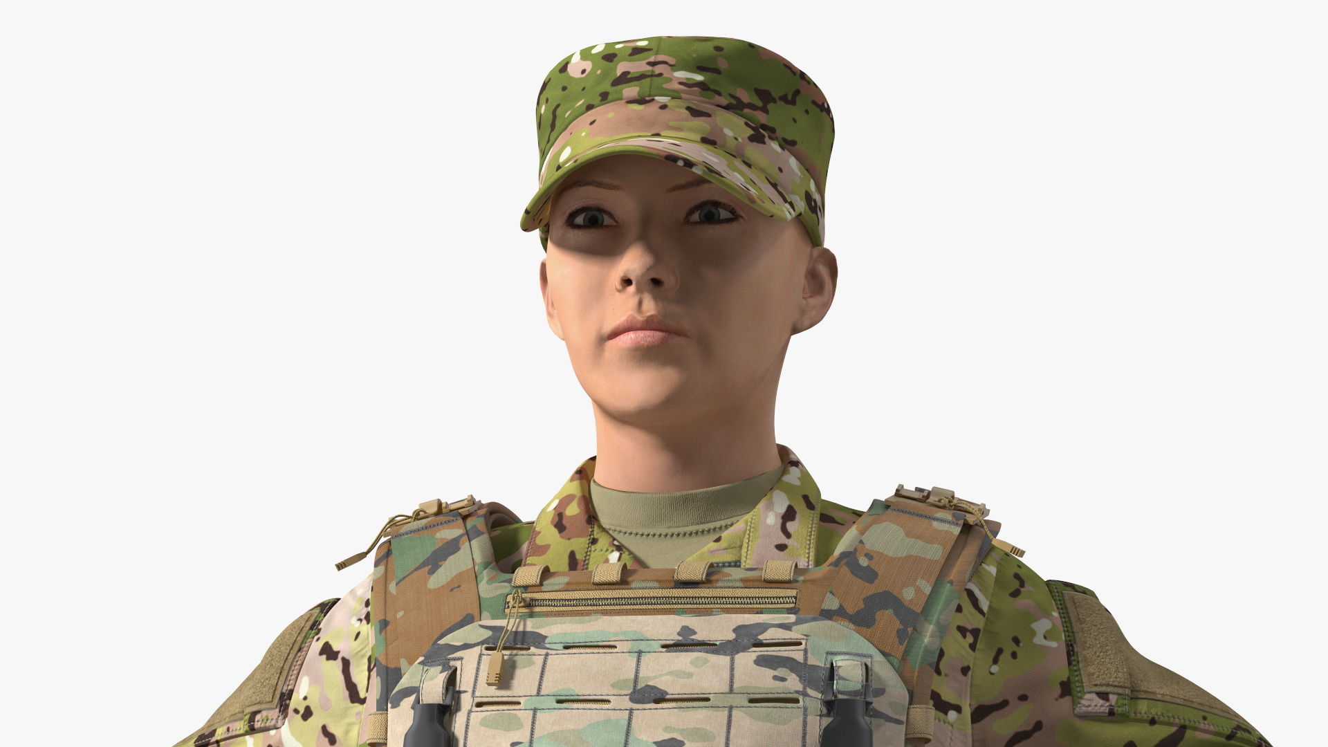 Female Soldier Wearing Bulletproof Vest 3D model