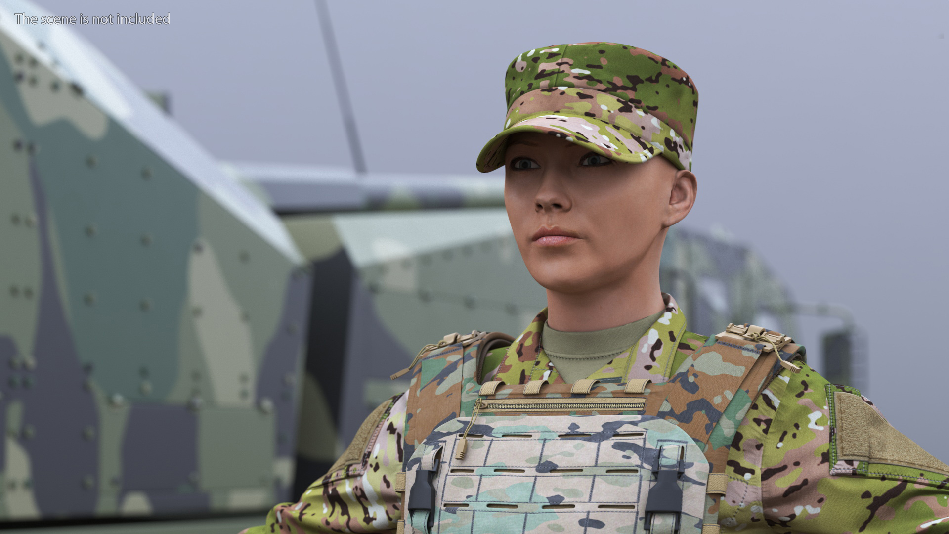 Female Soldier Wearing Bulletproof Vest 3D model