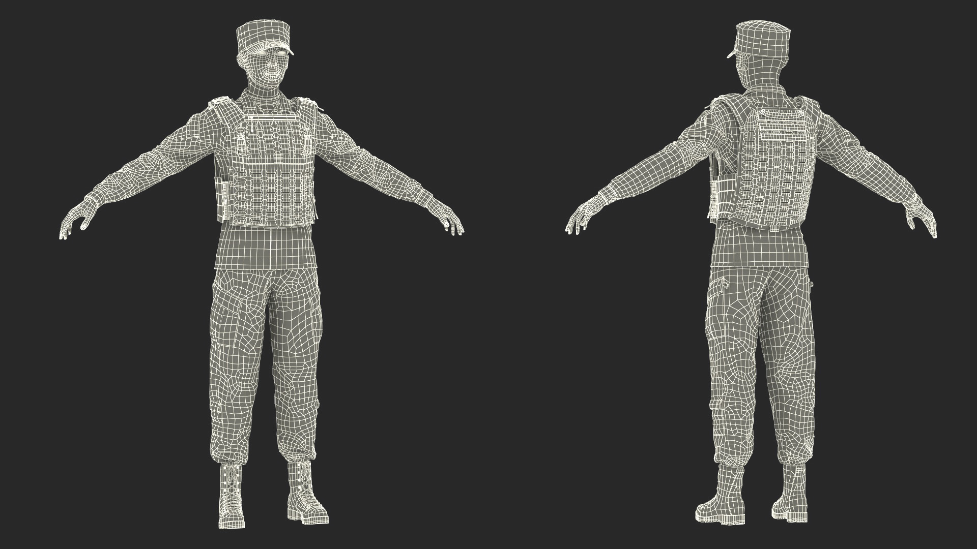 Female Soldier Wearing Bulletproof Vest 3D model