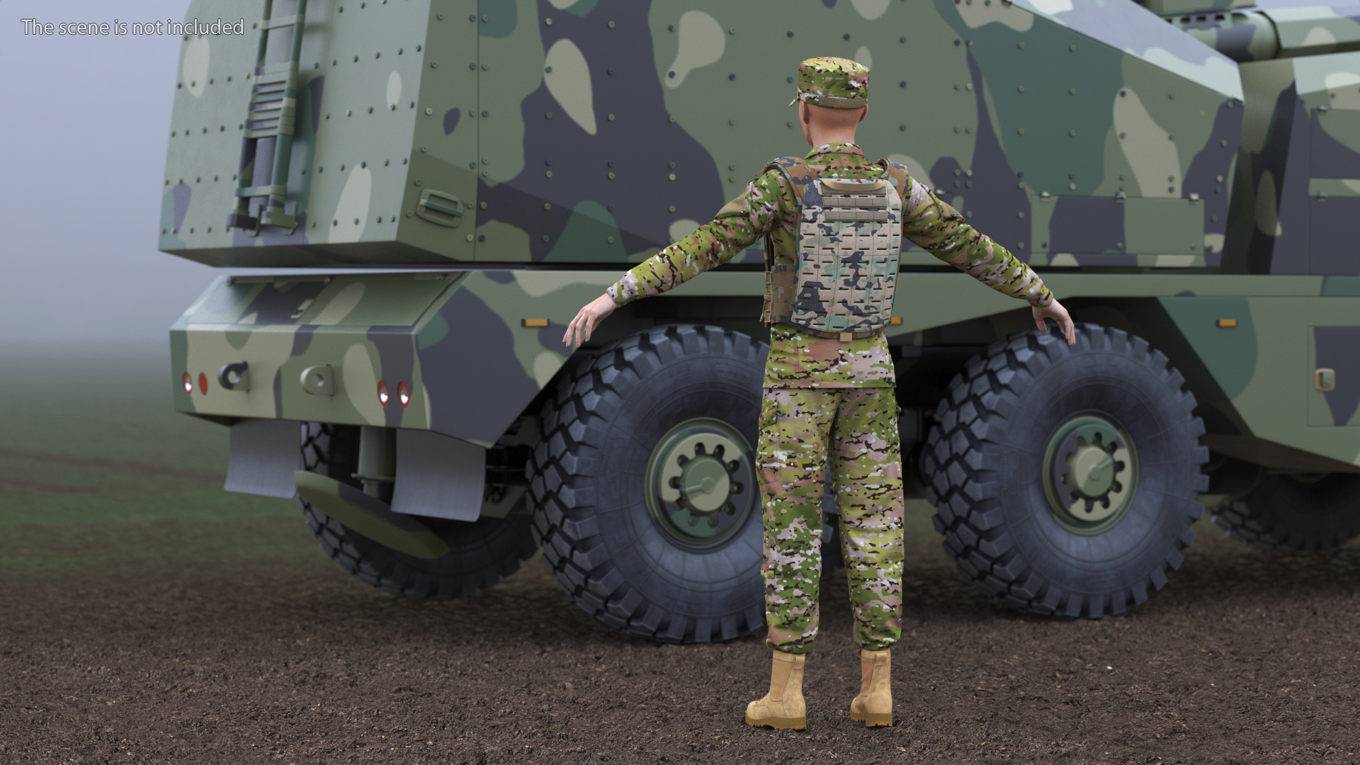 Female Soldier Wearing Bulletproof Vest 3D model