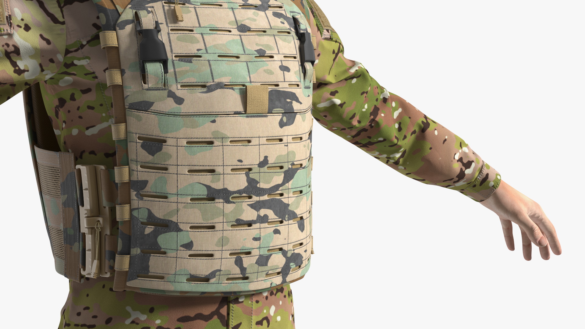 Female Soldier Wearing Bulletproof Vest 3D model