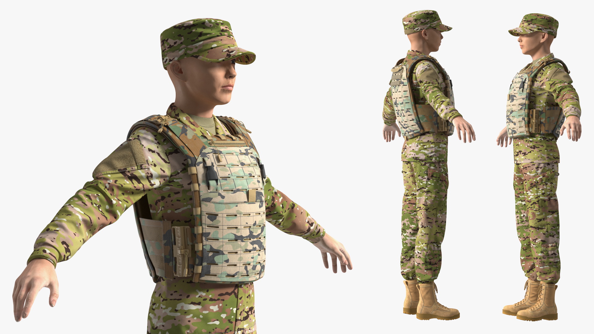 Female Soldier Wearing Bulletproof Vest 3D model