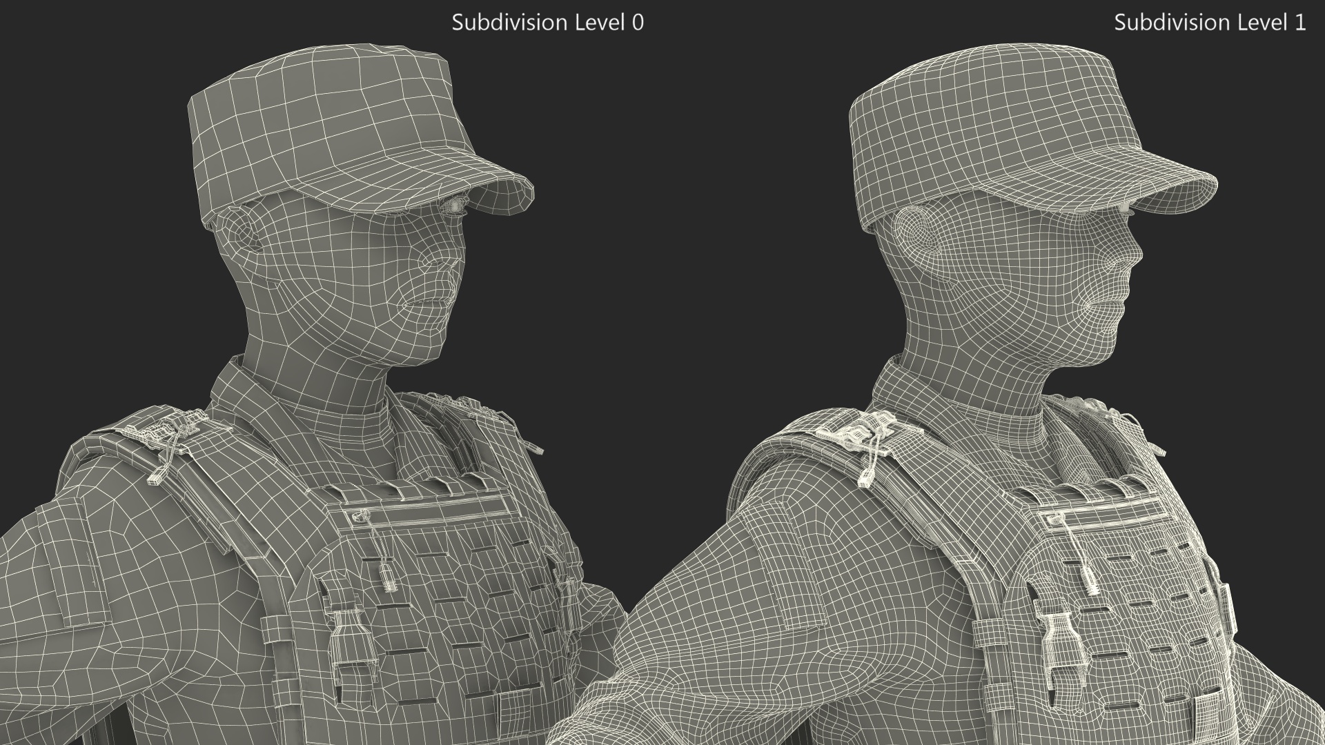 Female Soldier Wearing Bulletproof Vest 3D model