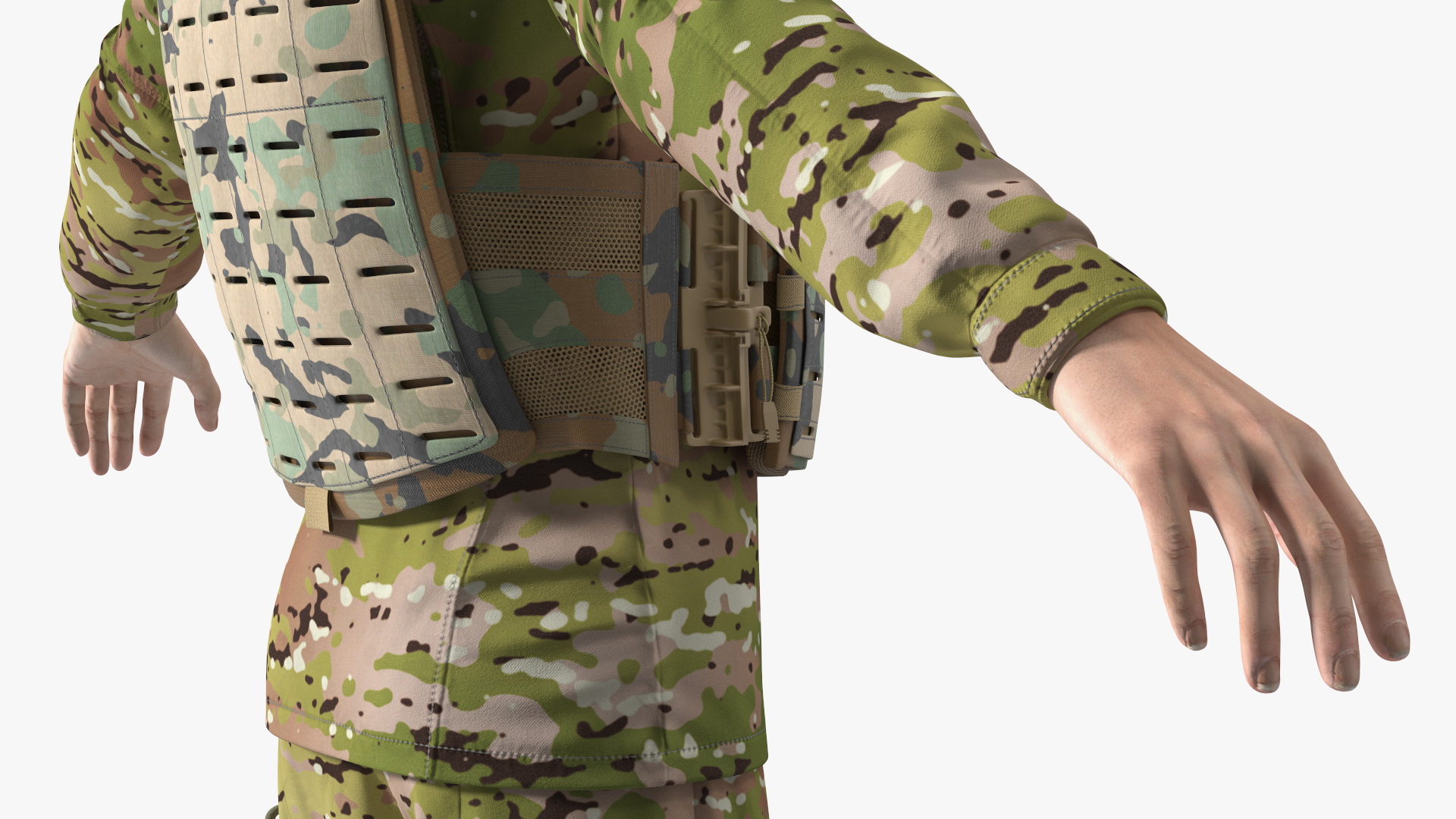 Female Soldier Wearing Bulletproof Vest 3D model