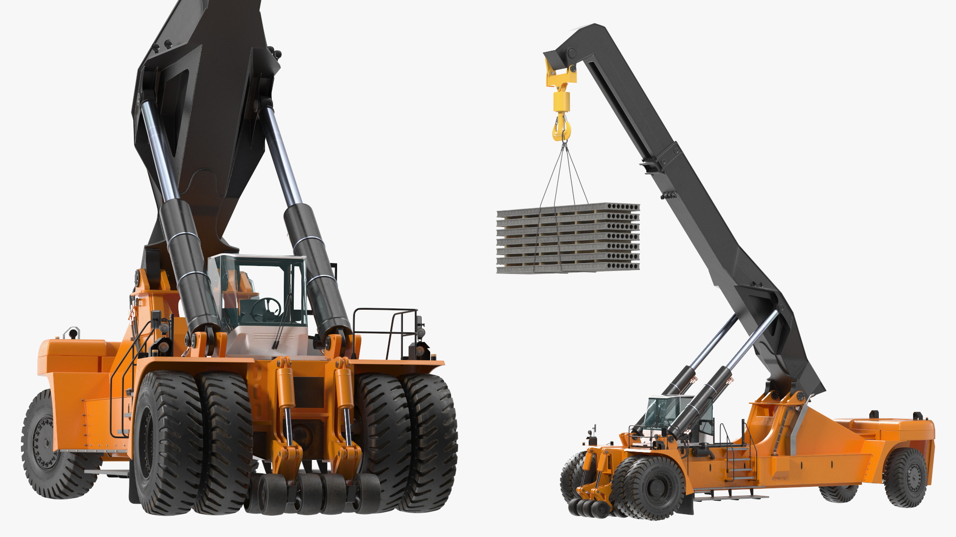 3D model Reachstacker Lifts Concrete Slabs Rigged