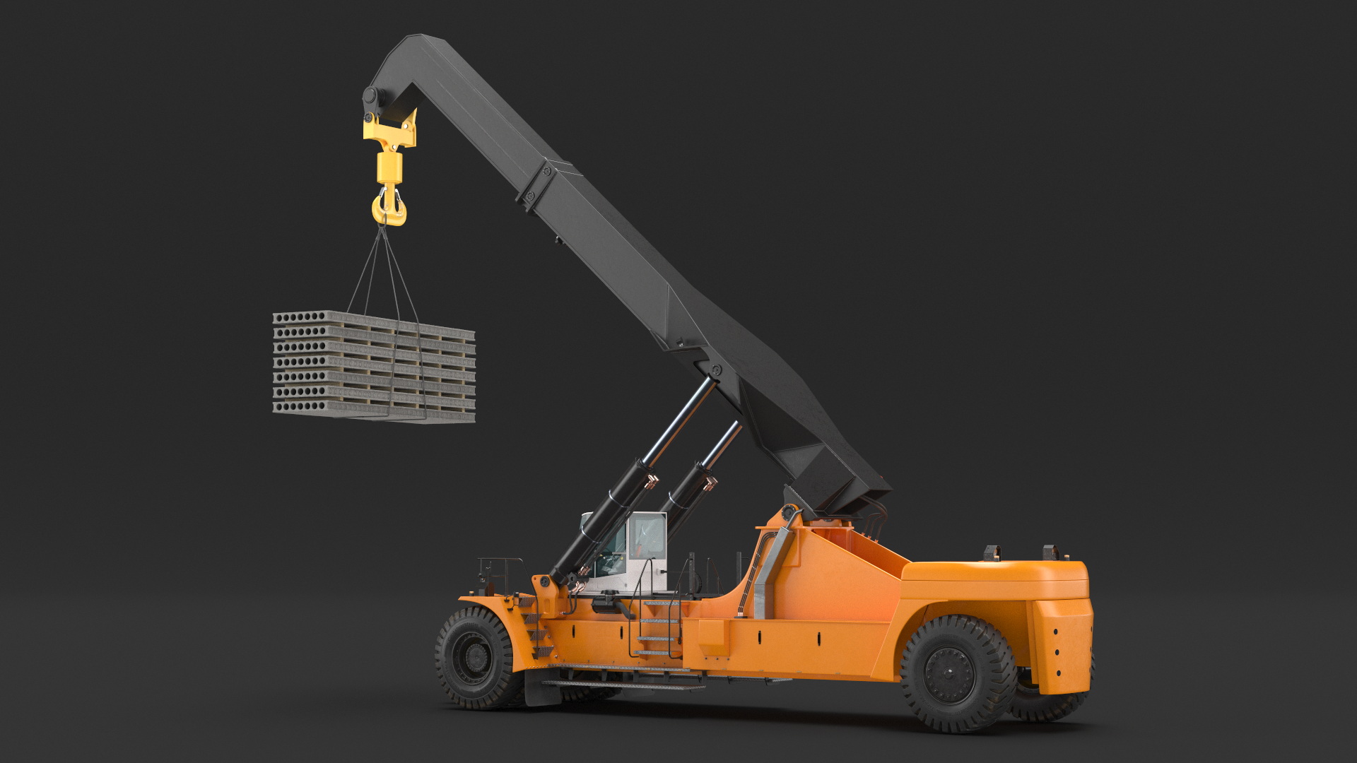 3D model Reachstacker Lifts Concrete Slabs Rigged