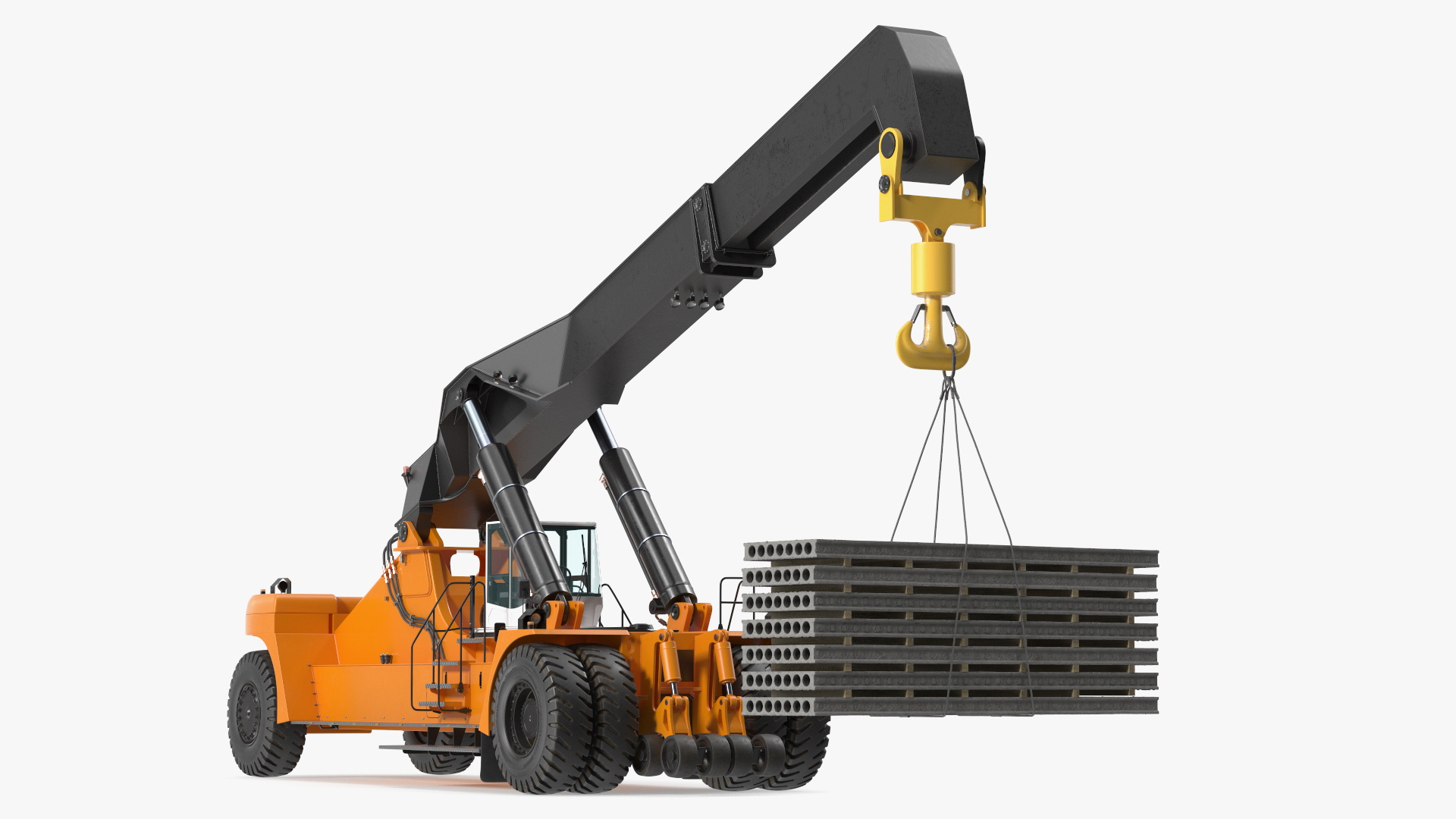 3D model Reachstacker Lifts Concrete Slabs Rigged