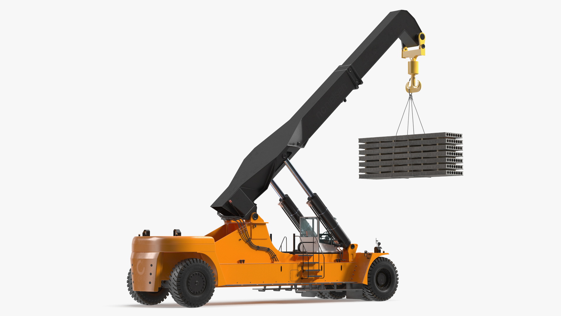 3D model Reachstacker Lifts Concrete Slabs Rigged