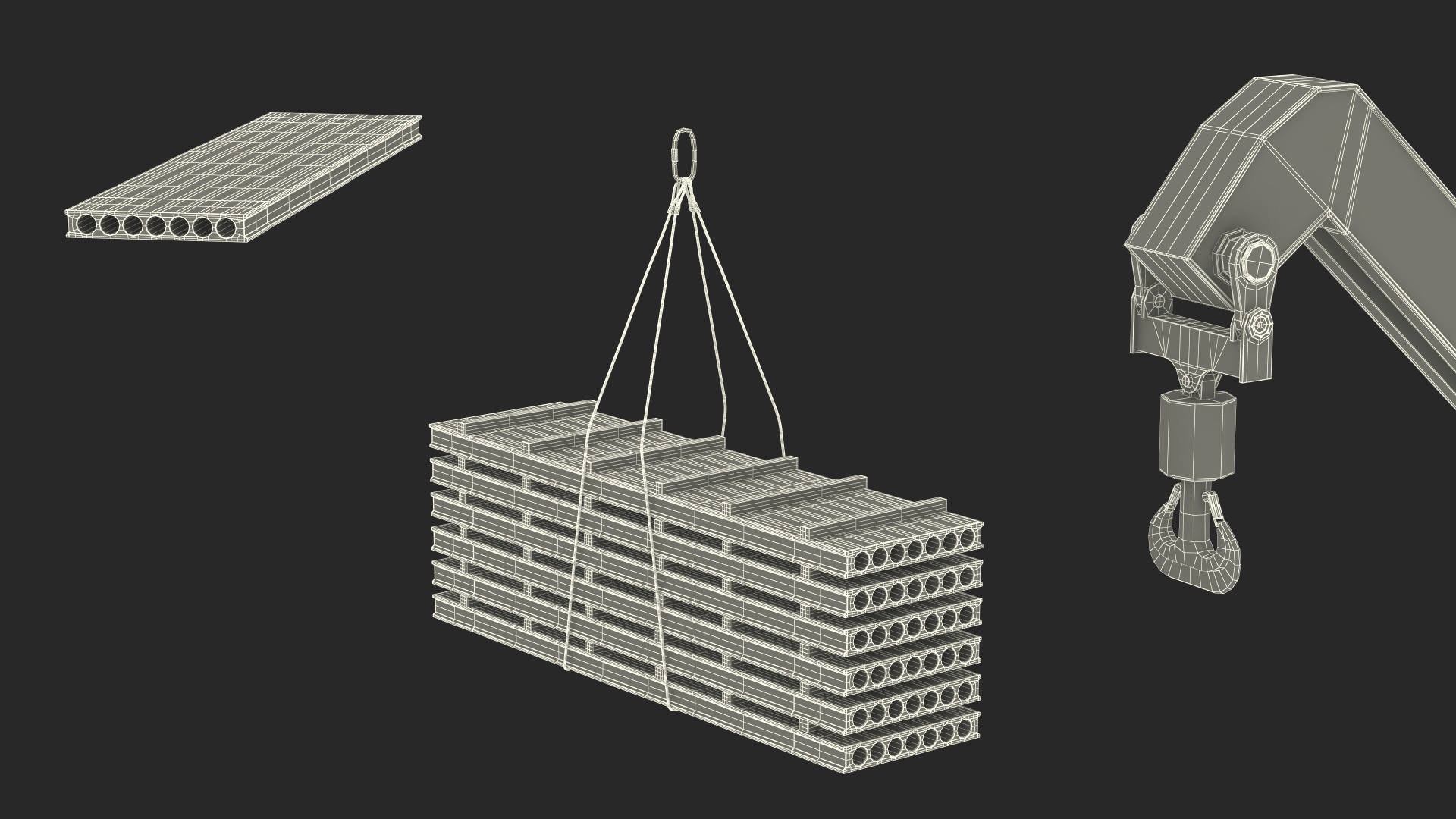 3D model Reachstacker Lifts Concrete Slabs Rigged