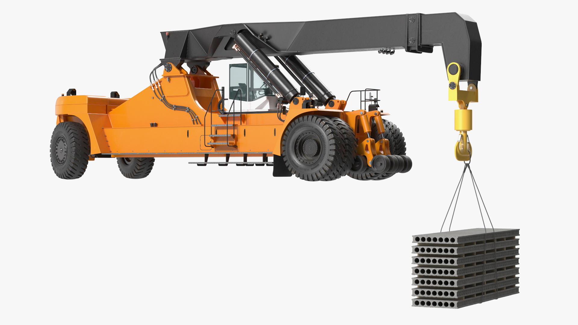 3D model Reachstacker Lifts Concrete Slabs Rigged