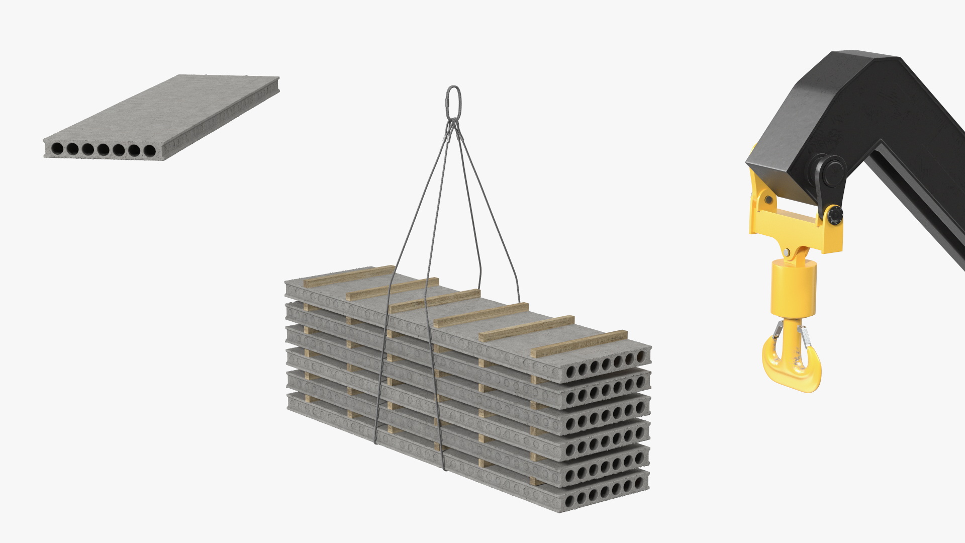 3D model Reachstacker Lifts Concrete Slabs Rigged