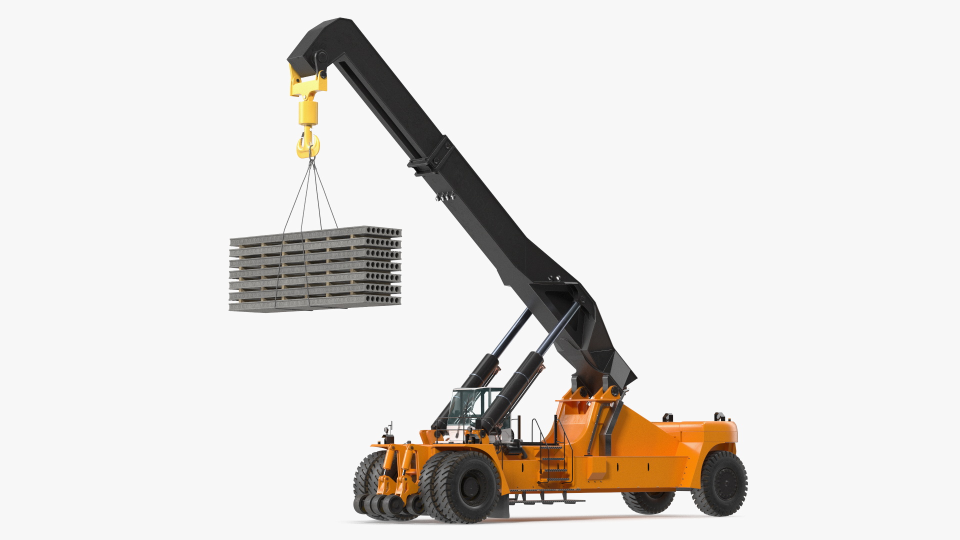 3D model Reachstacker Lifts Concrete Slabs Rigged