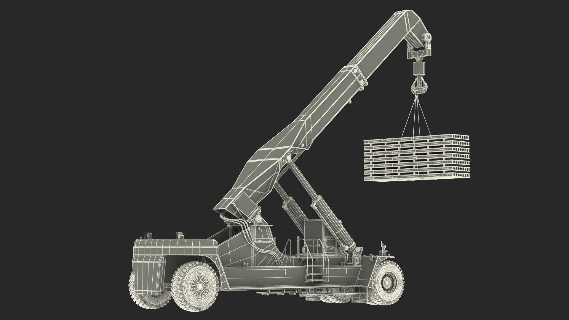 3D model Reachstacker Lifts Concrete Slabs Rigged