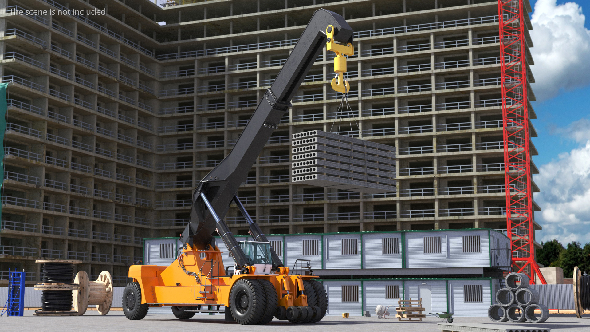 3D model Reachstacker Lifts Concrete Slabs Rigged