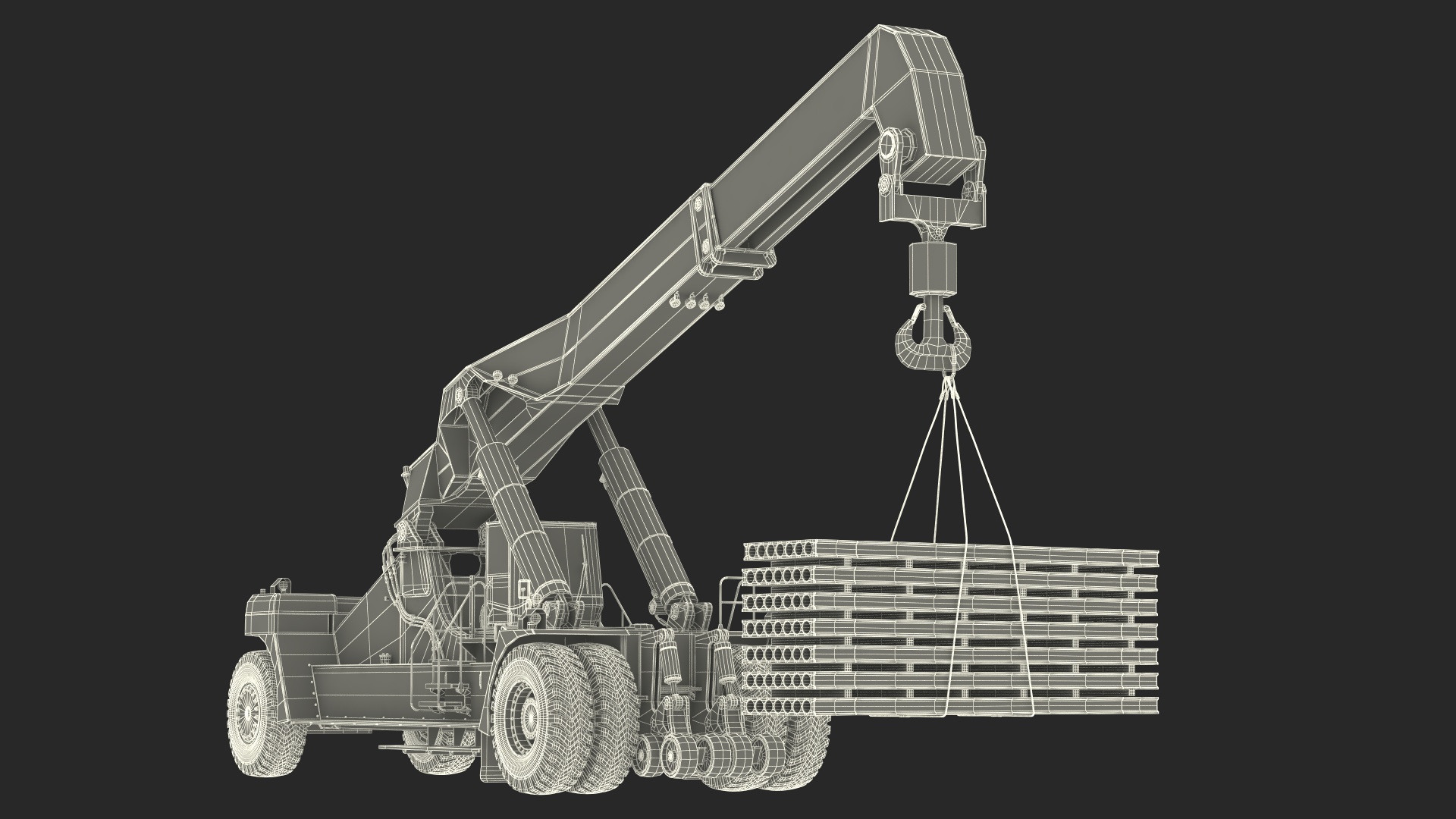 3D model Reachstacker Lifts Concrete Slabs Rigged