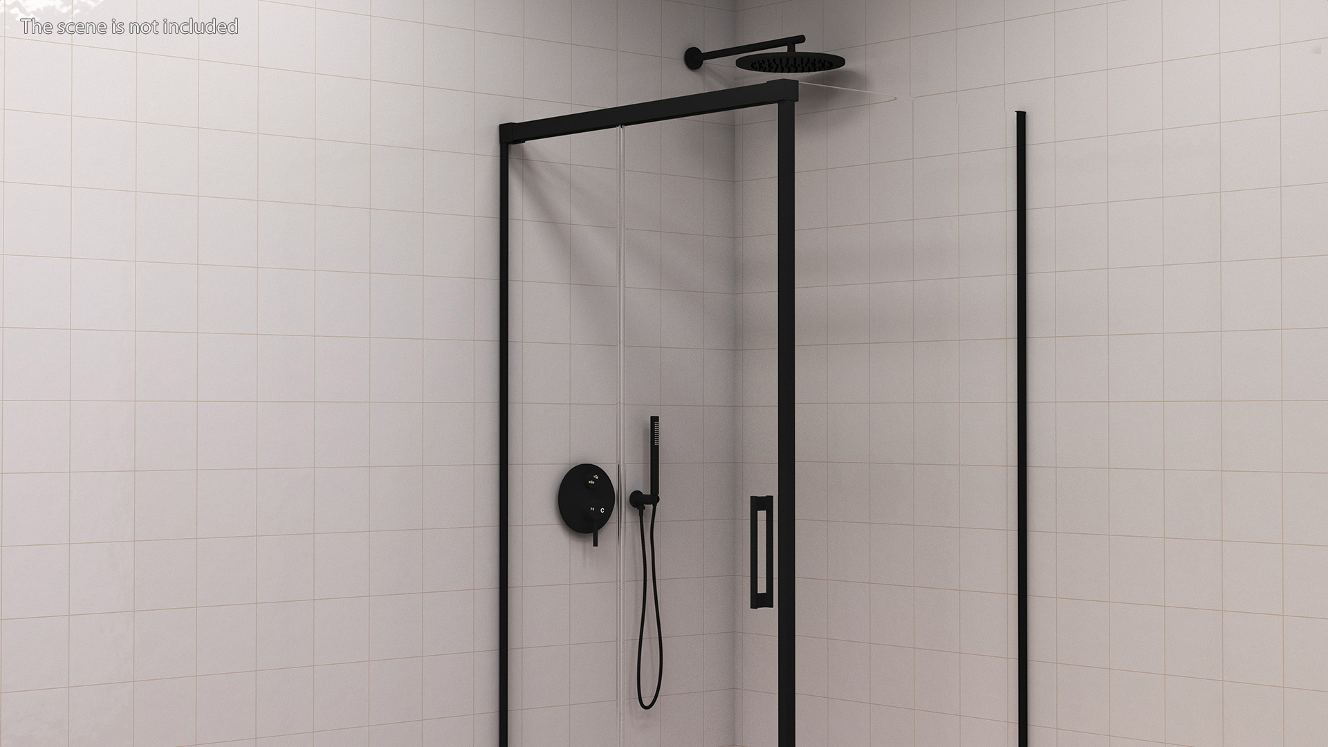 Shower System with Rainfall Head and Handheld Combo Black 3D