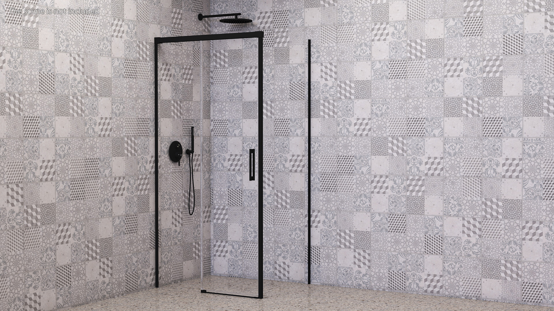 Shower System with Rainfall Head and Handheld Combo Black 3D