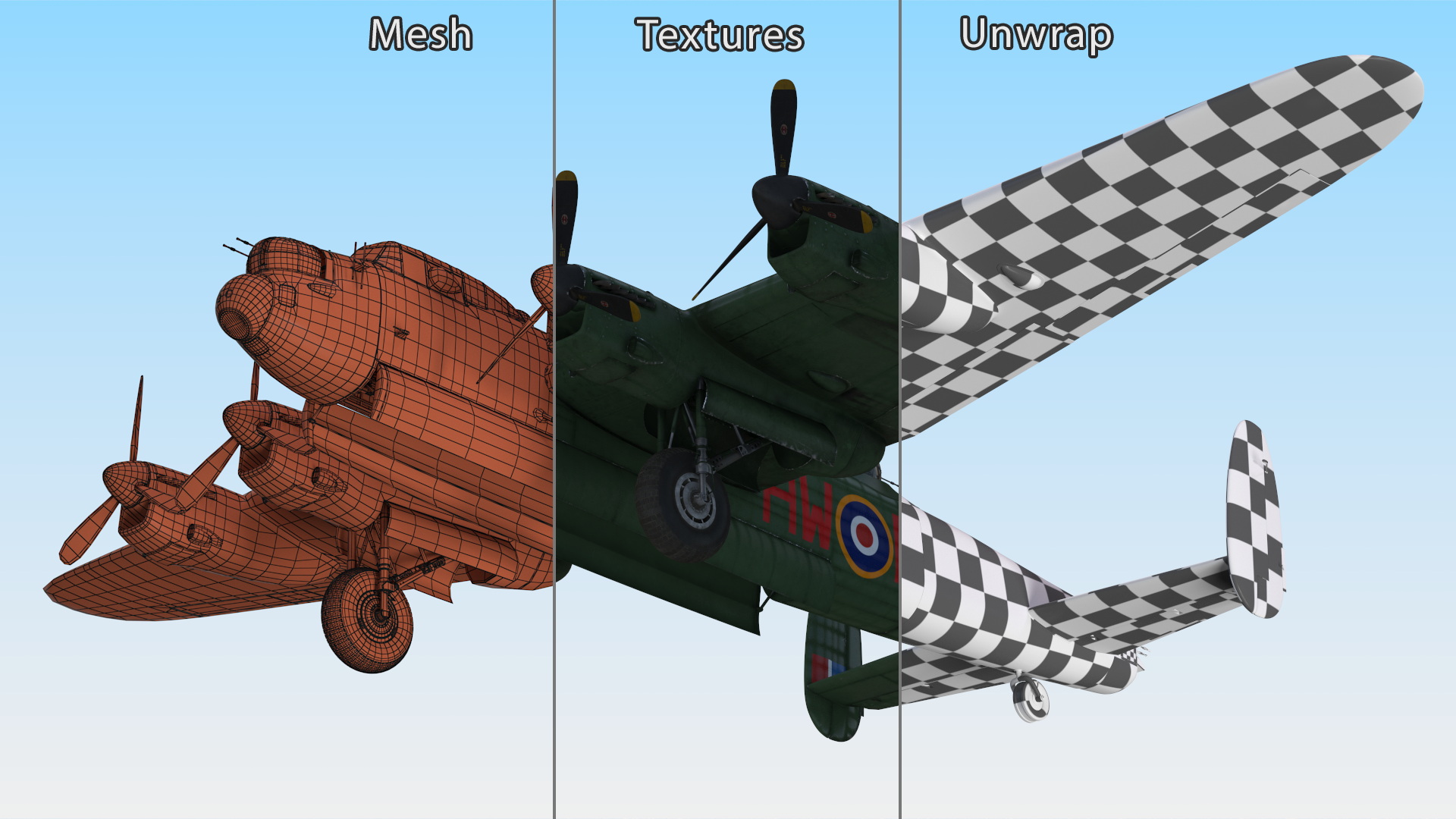 3D model Avro Lancaster Four Engined Heavy Bomber