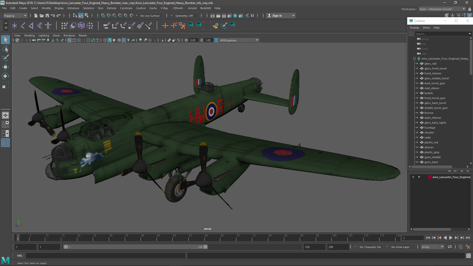 3D model Avro Lancaster Four Engined Heavy Bomber