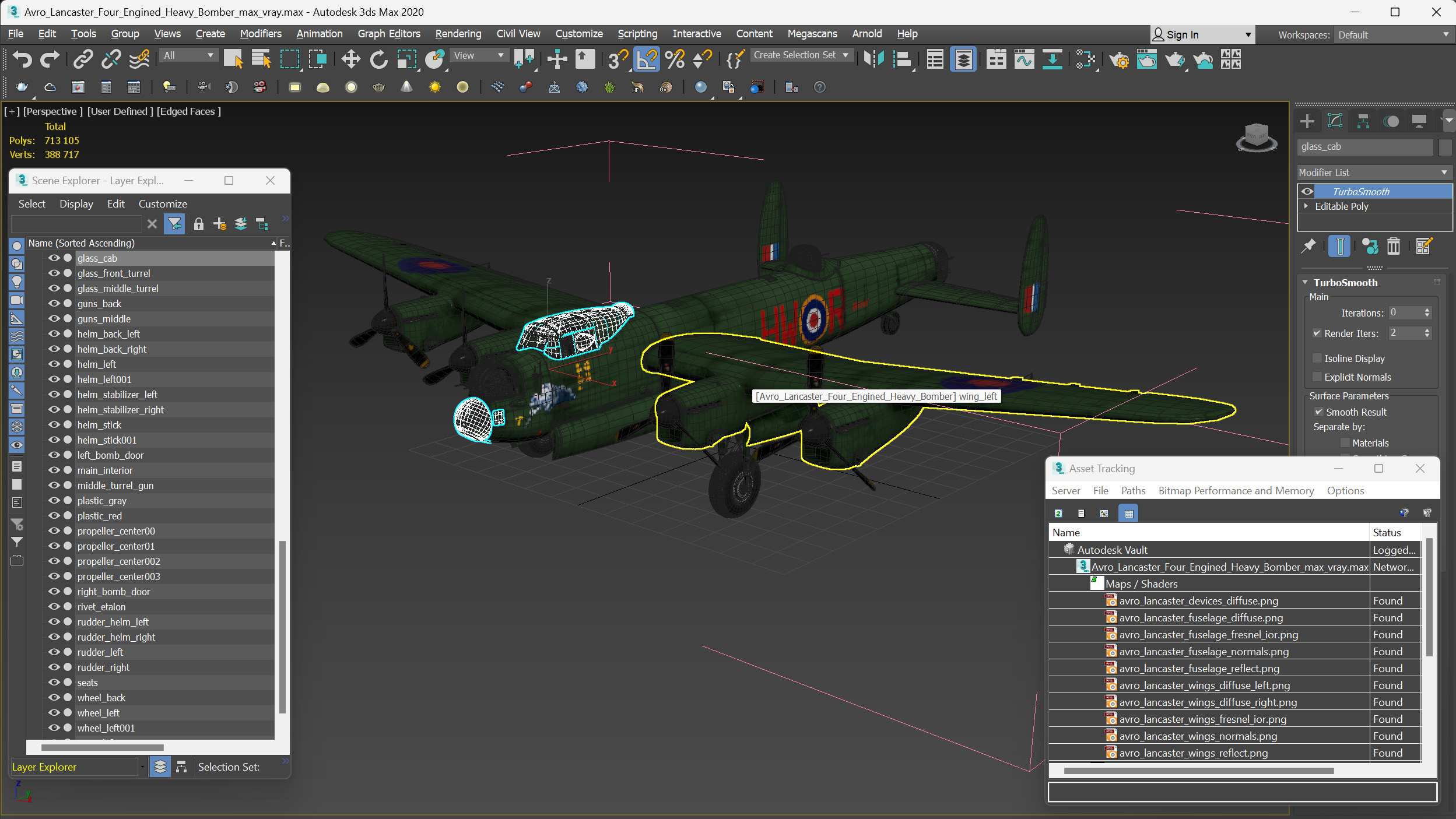 3D model Avro Lancaster Four Engined Heavy Bomber