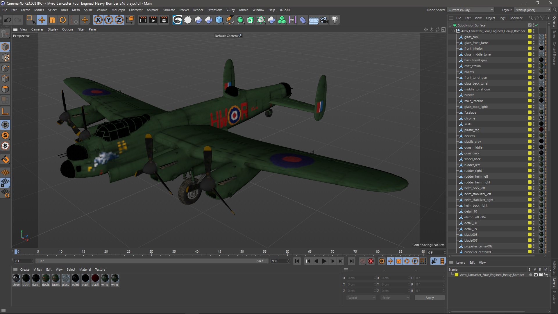 3D model Avro Lancaster Four Engined Heavy Bomber