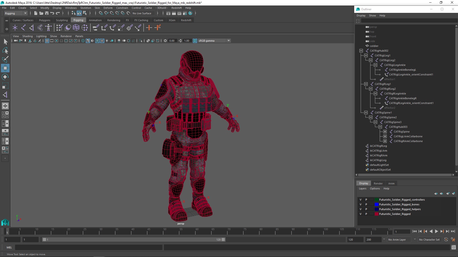 Futuristic Soldier Rigged for Maya 3D model