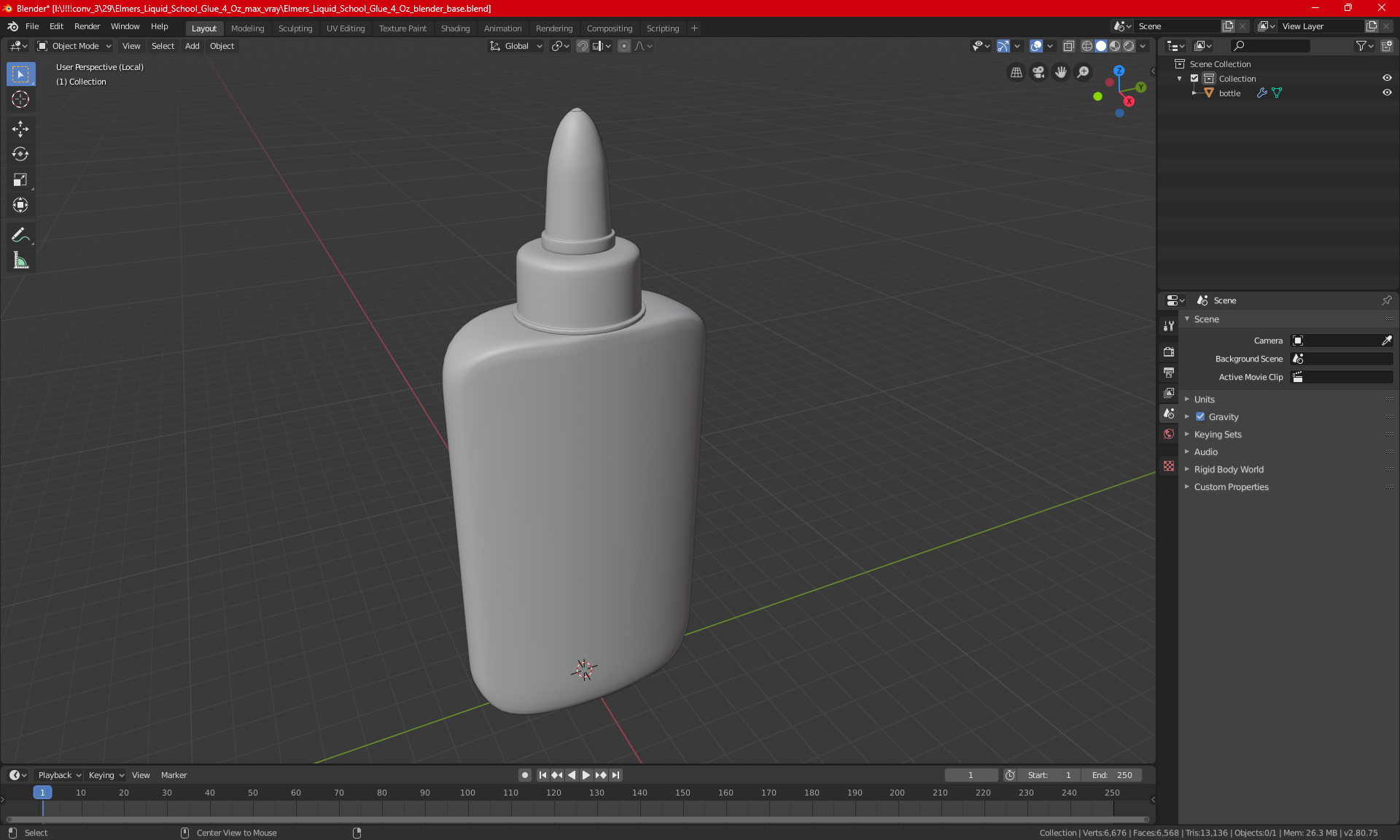 3D model Liquid School Glue Bottle 100g