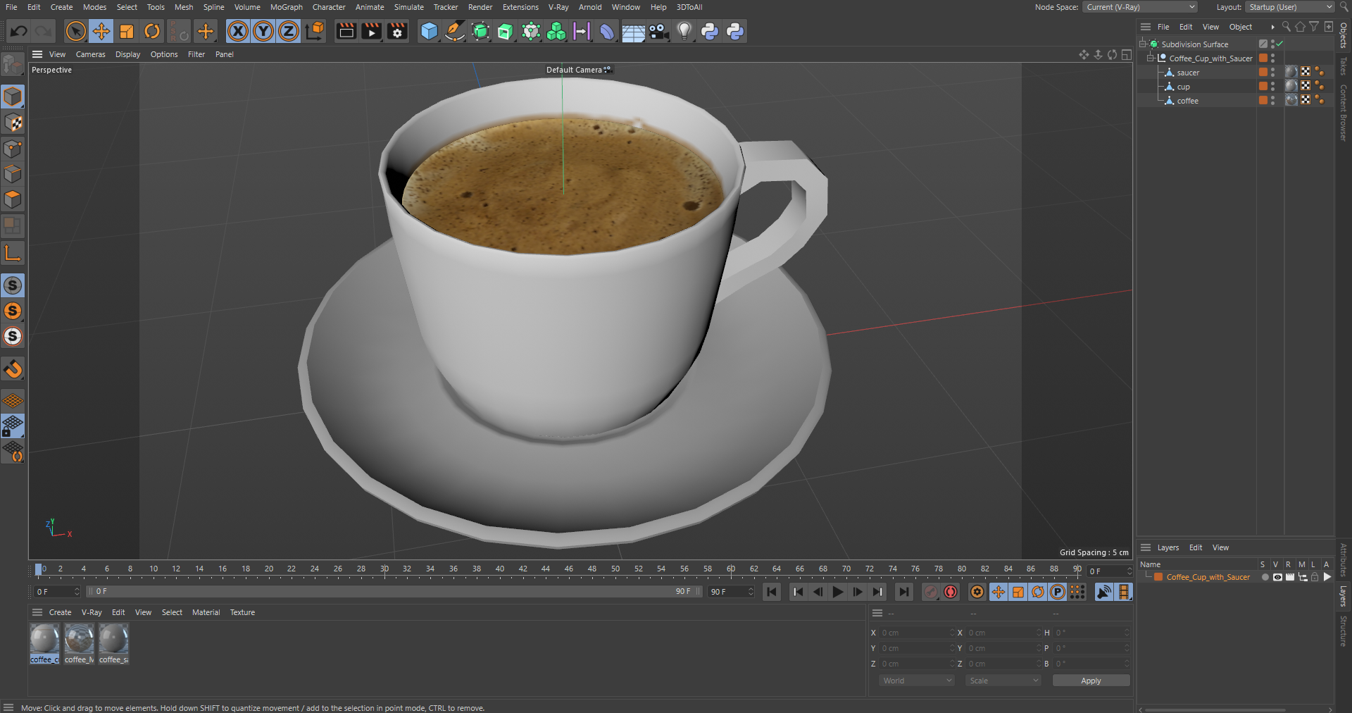 Coffee Cup with Saucer 3D