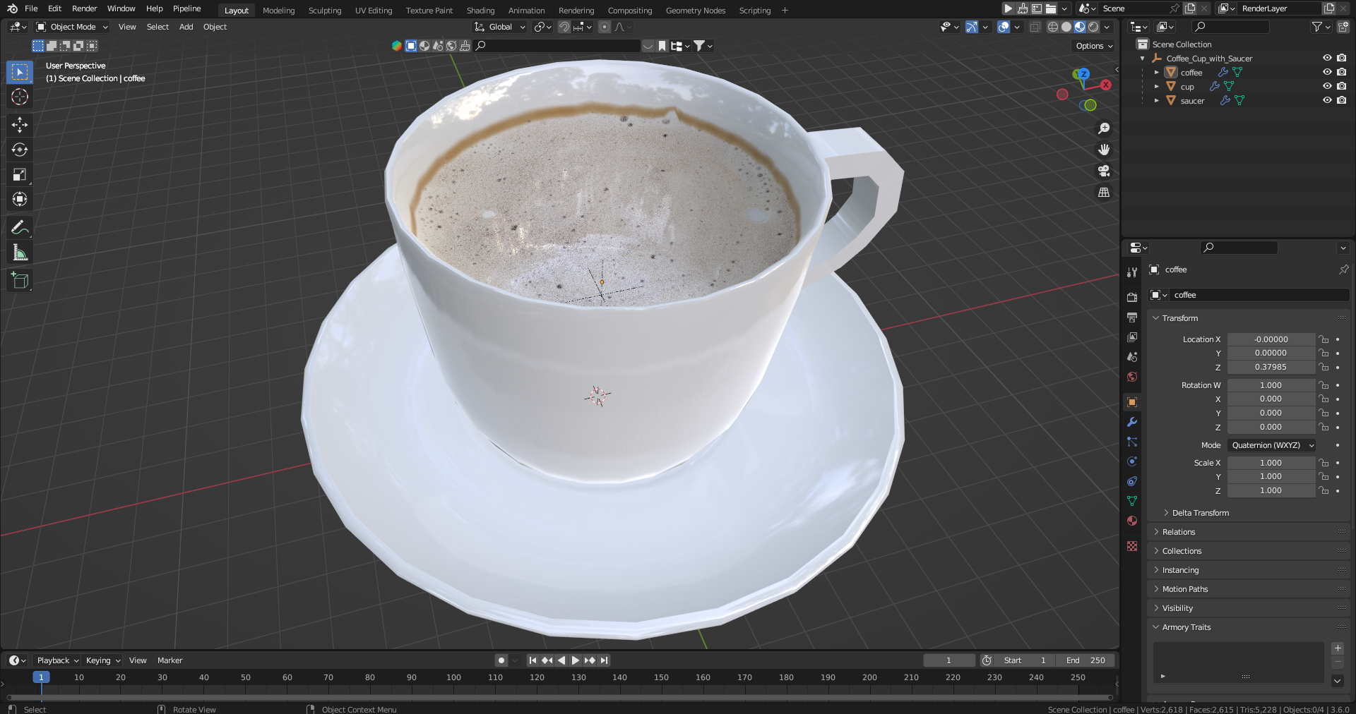 Coffee Cup with Saucer 3D