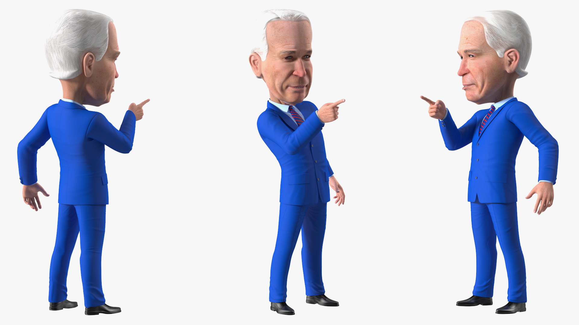 3D Cartoon Joe Biden Pointing Finger Pose model