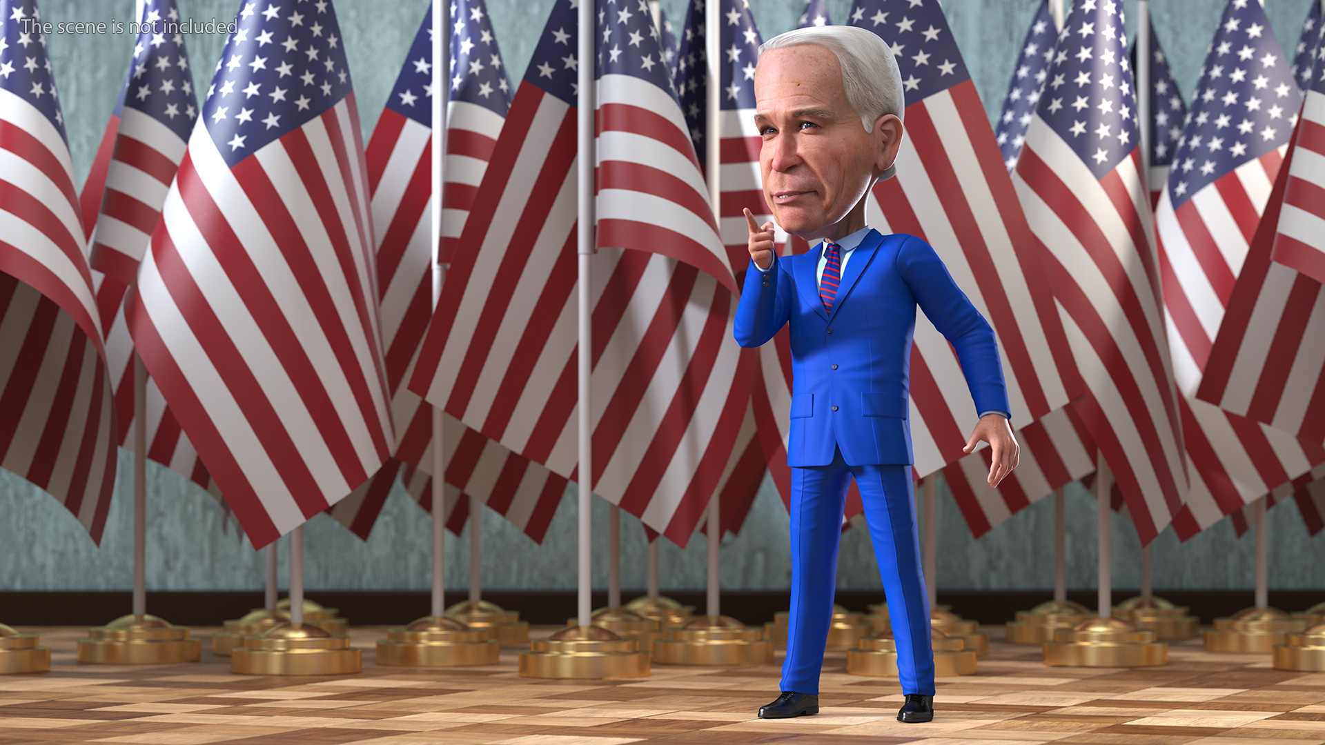 3D Cartoon Joe Biden Pointing Finger Pose model