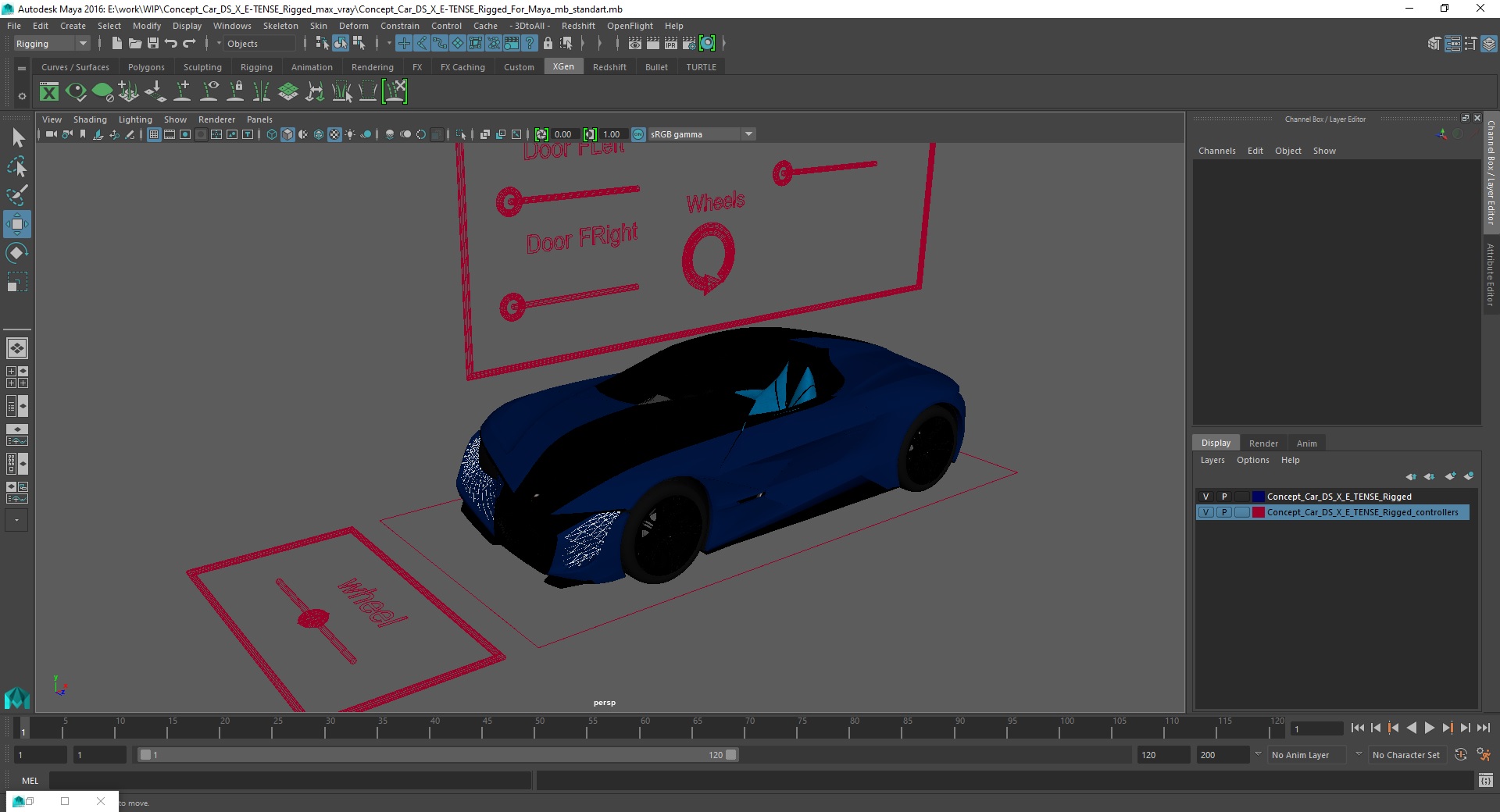 3D model Concept Car DS X E-TENSE Rigged for Maya