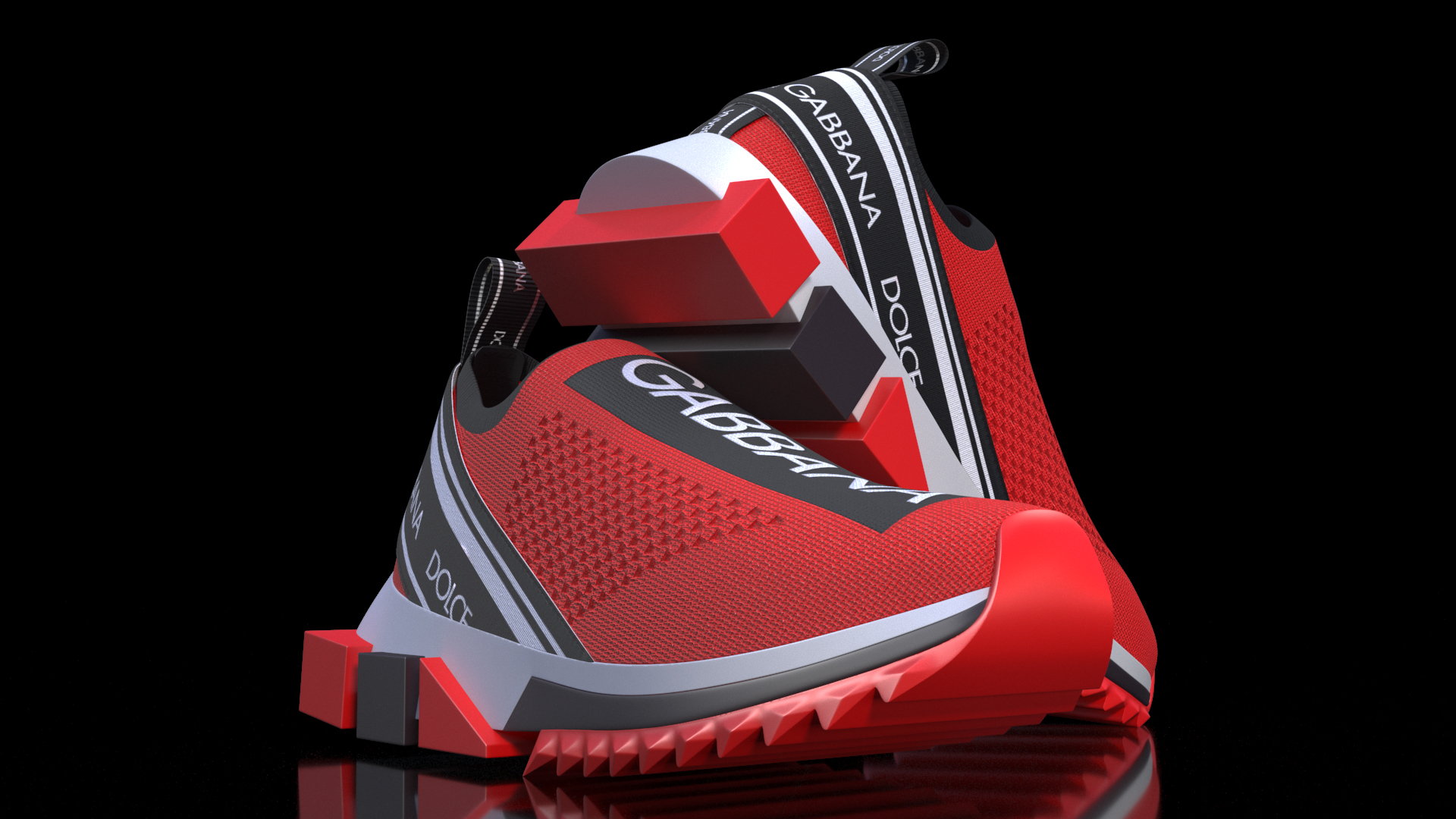 3D model Sneakers Dolce Gabbana Sorrento Red