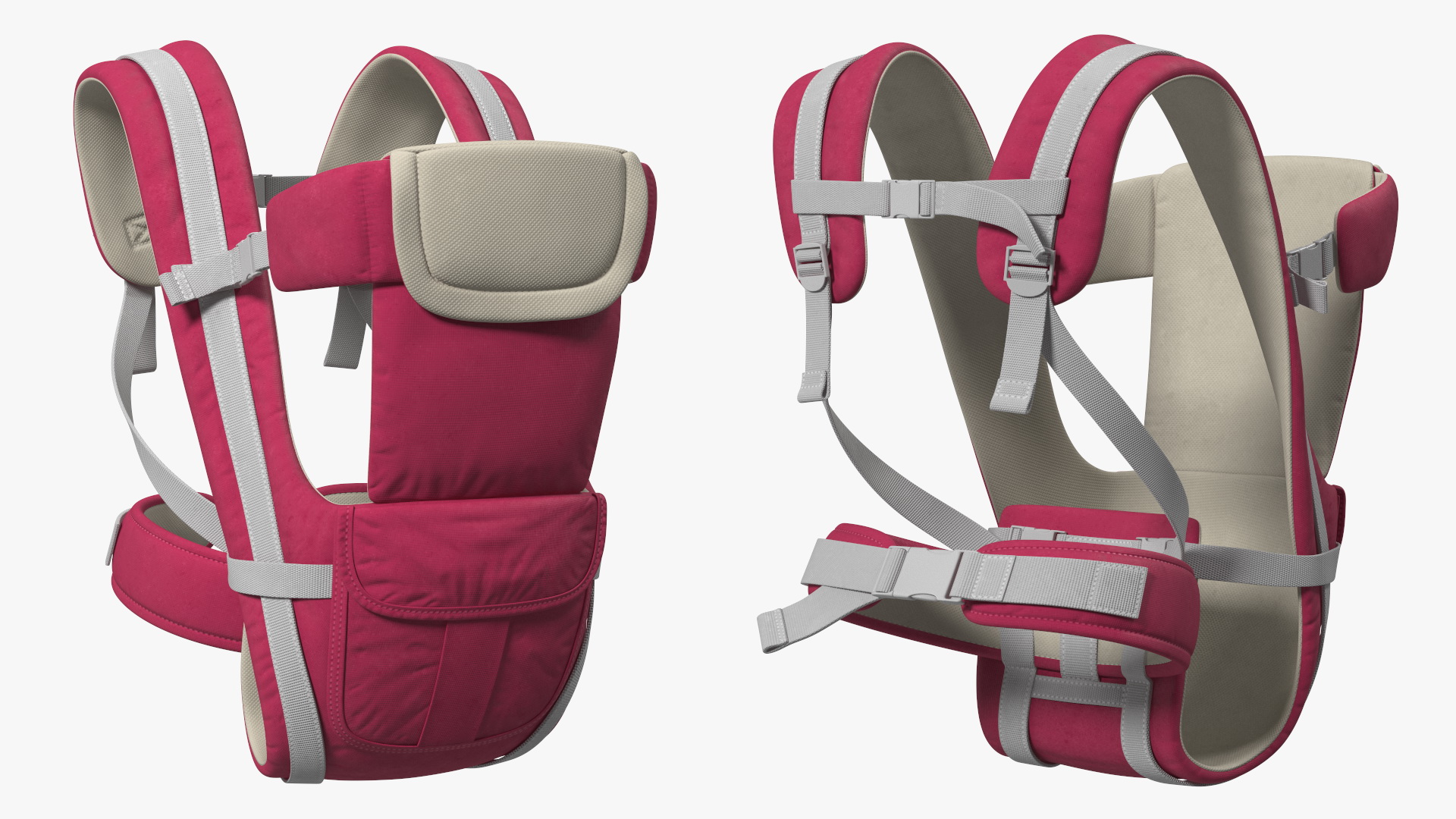 3D Woman with Baby Carrier Pink model