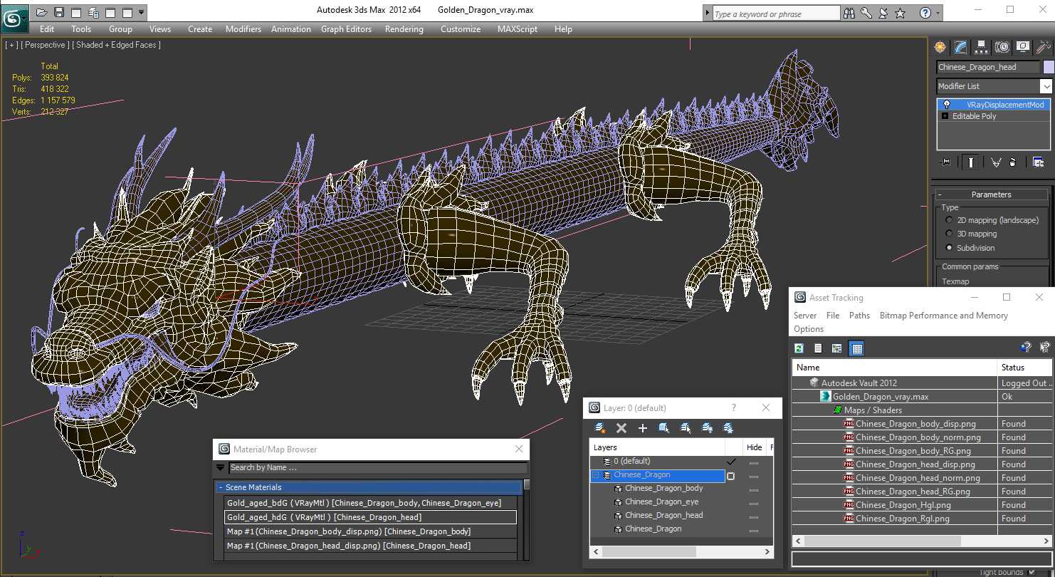 3D Golden Dragon model