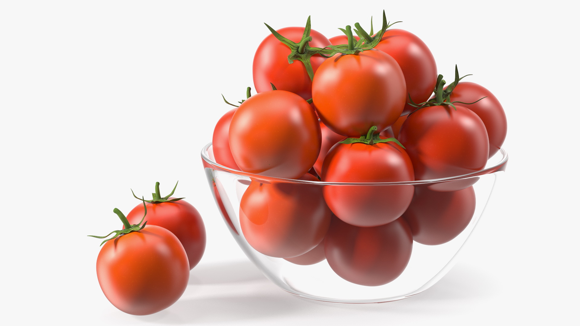 Cherry Tomatoes in Glass Bowl 3D model