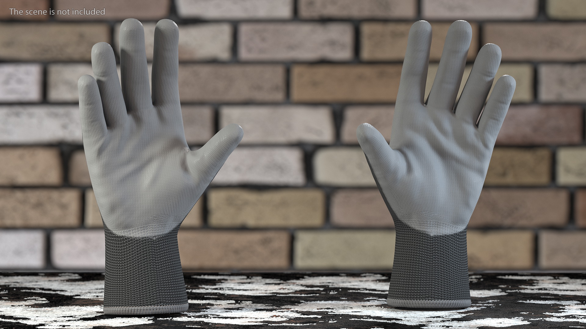 3D model Safety Work Gloves Gray Rigged