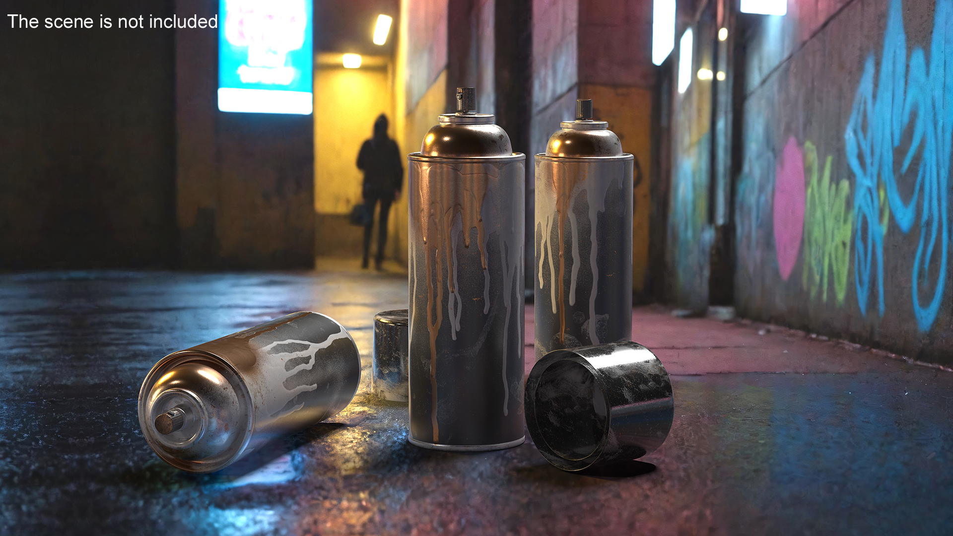 3D model Used Cans of Spray Paint Black