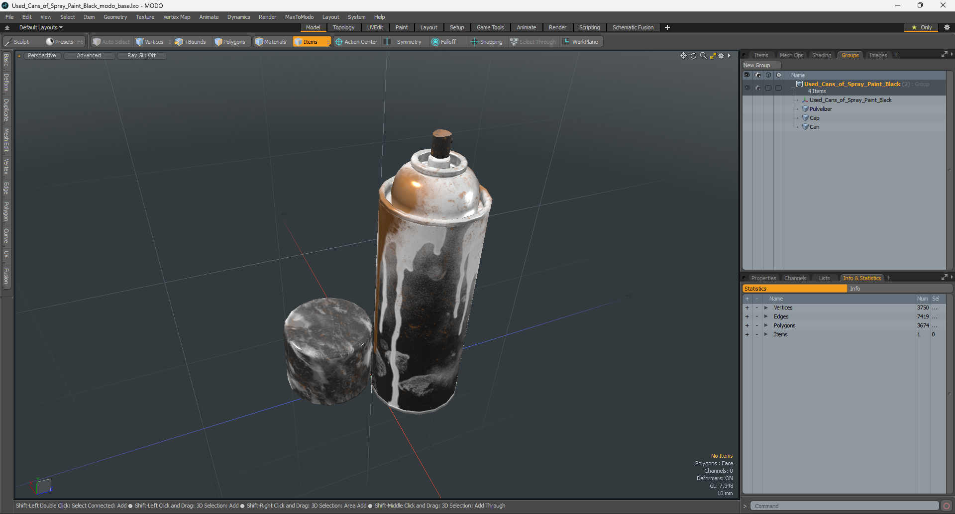 3D model Used Cans of Spray Paint Black