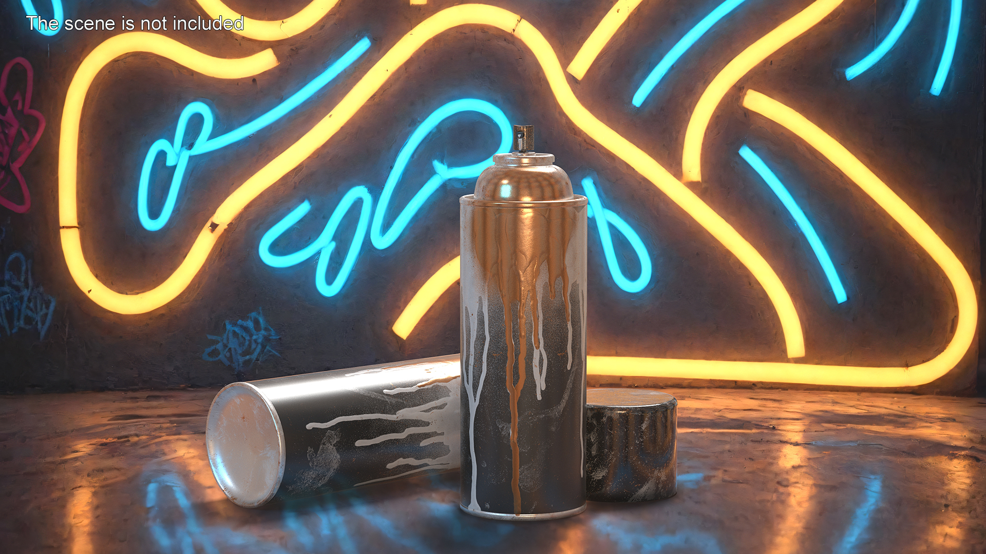 3D model Used Cans of Spray Paint Black