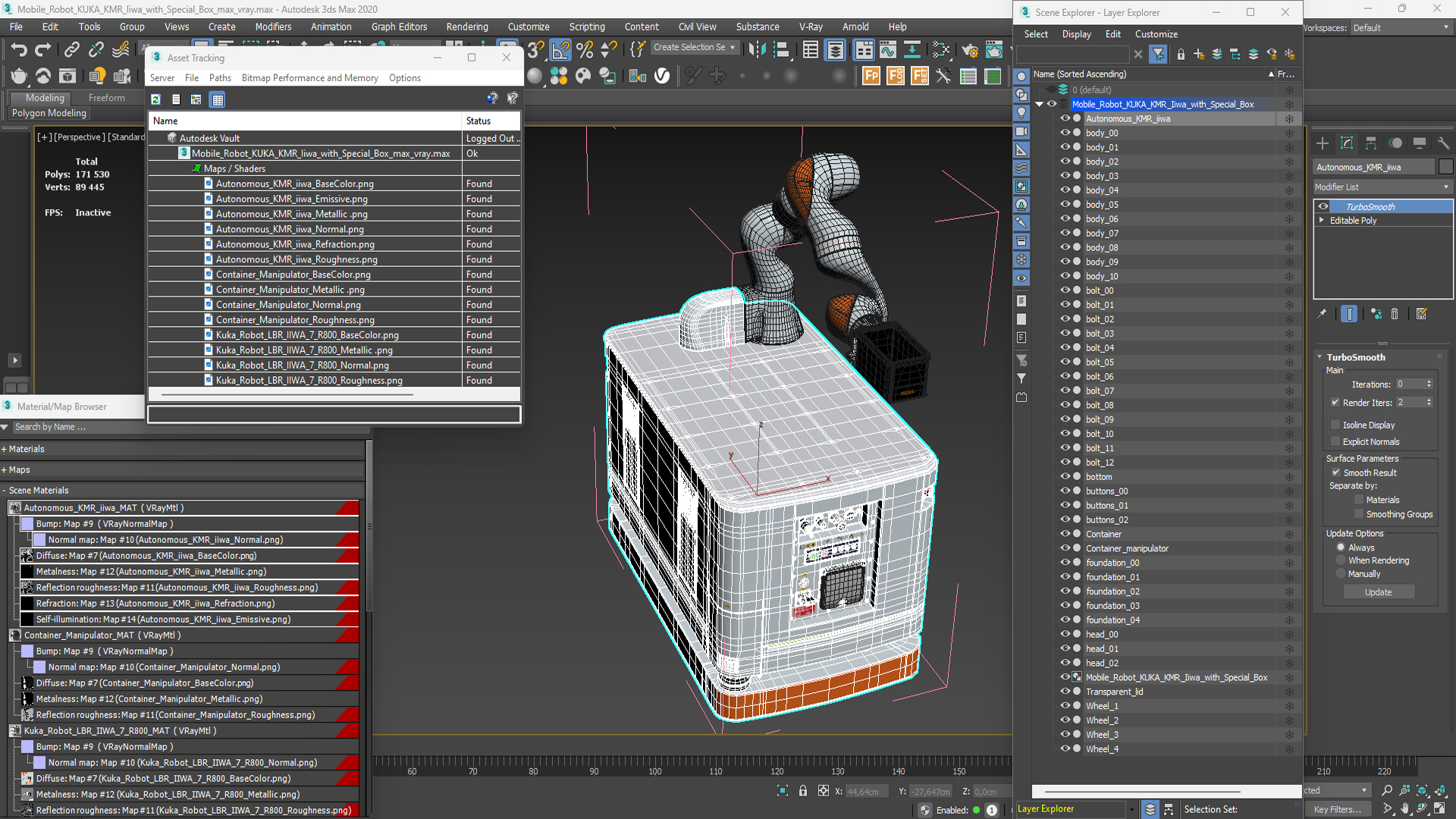 3D Mobile Robot KUKA KMR Iiwa with Special Box model