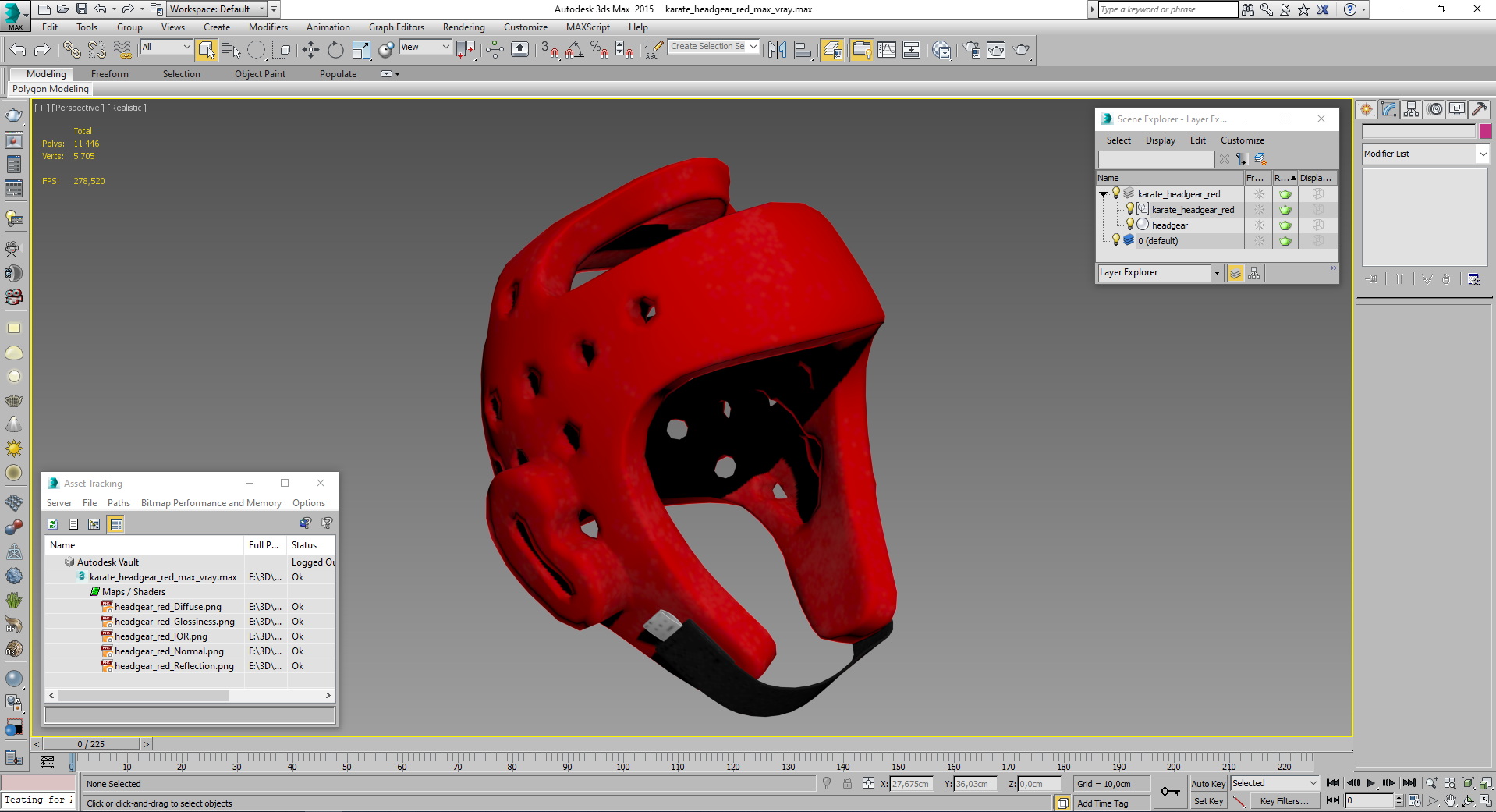 Karate Headgear Red 3D model