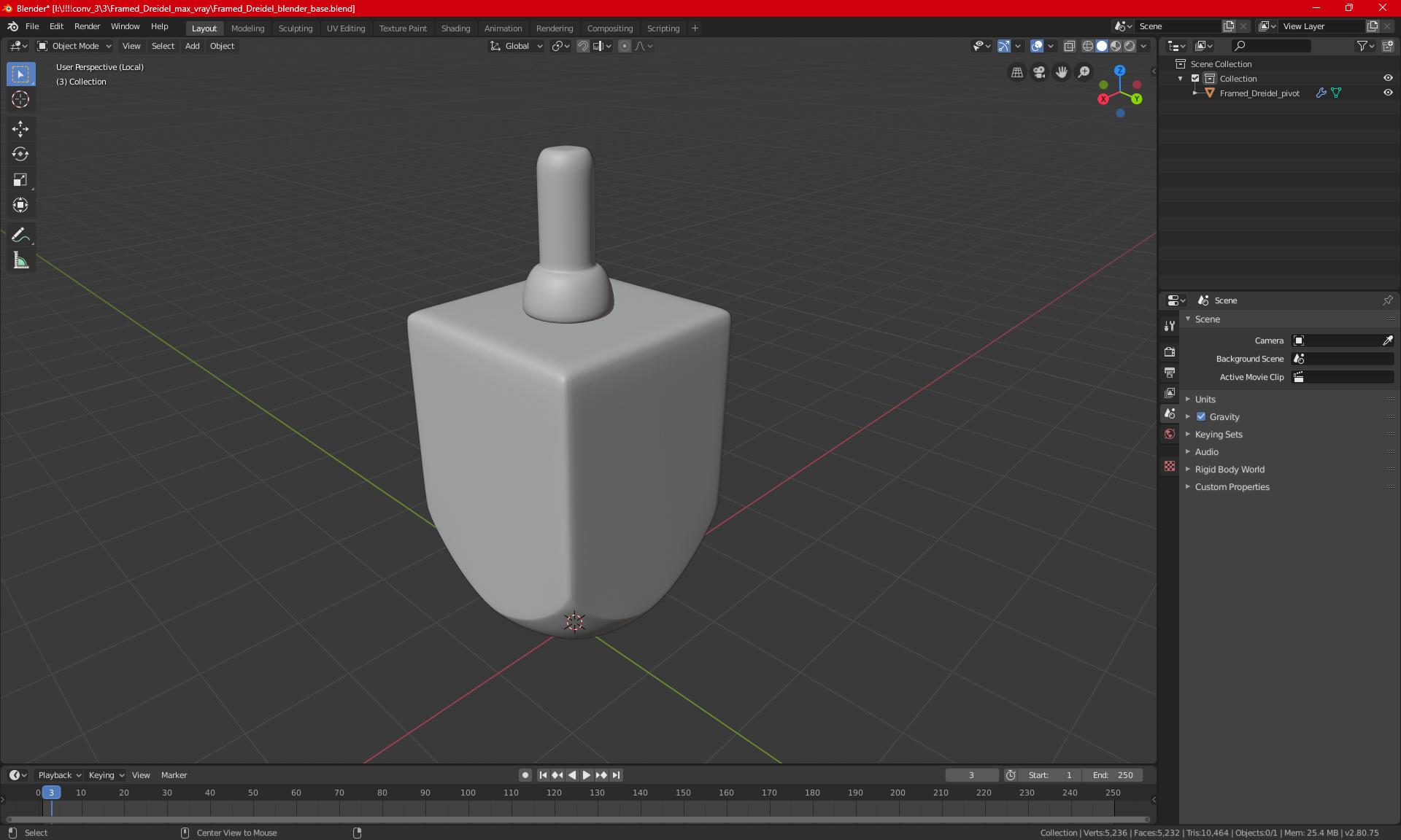 Carved Dreidel 3D model