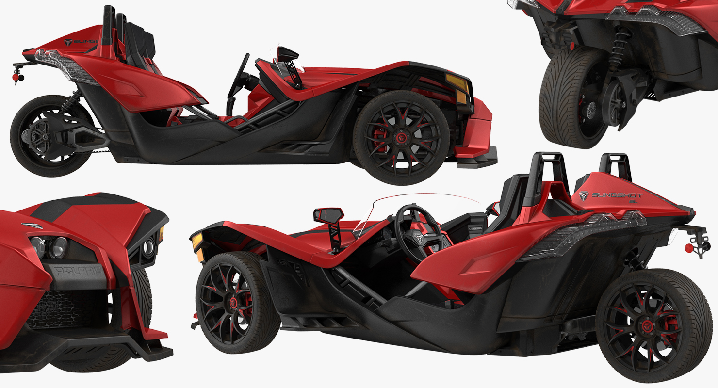 Polaris Slingshot Trike Red Rigged 2016 3D model